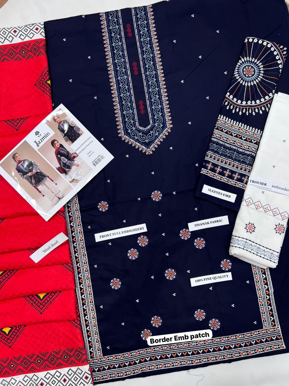 HIT & TRENDY DHANAK WOOL EMBROIDERED 3PC