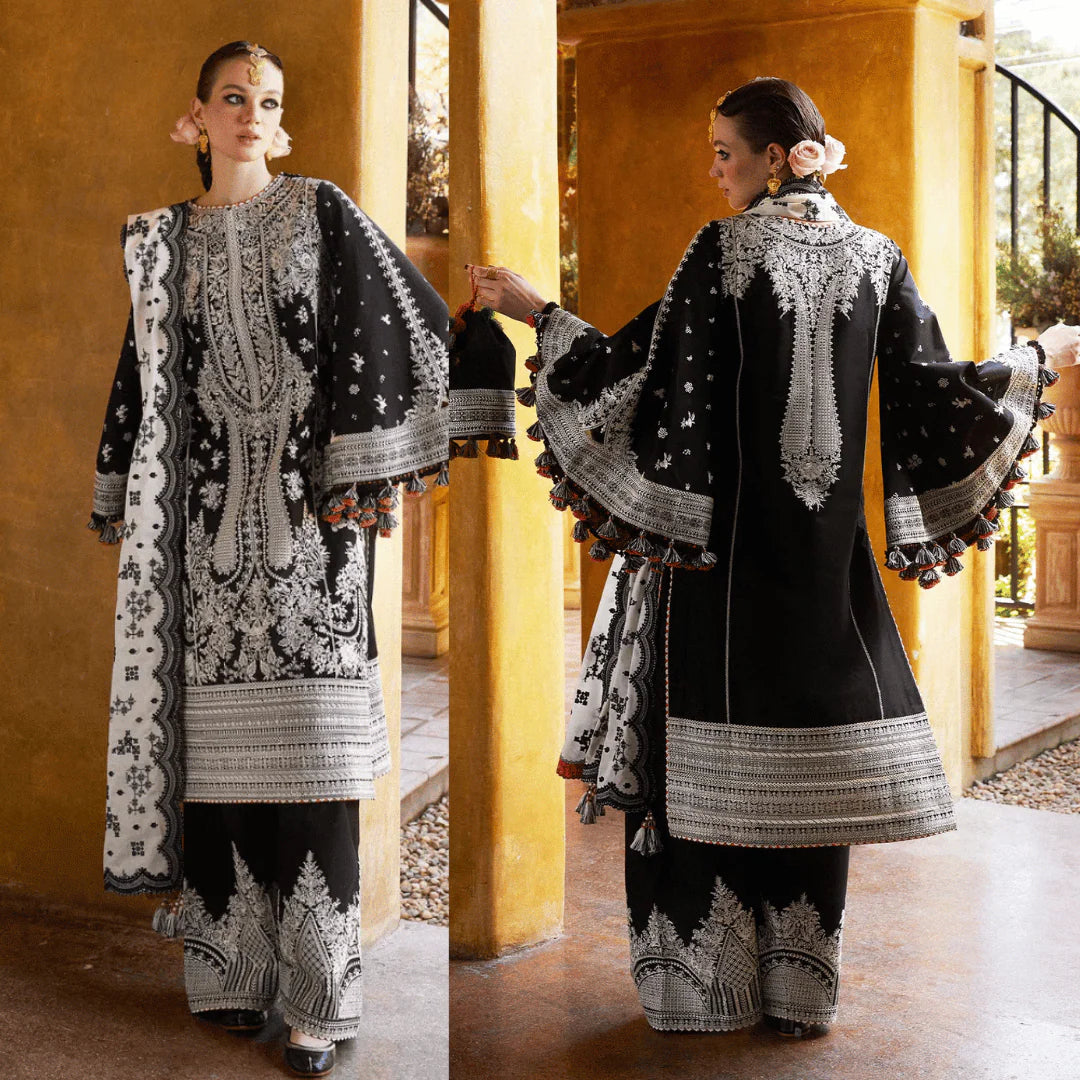 3 Piece Unstitched Heavy Embroidered dhanak Suit