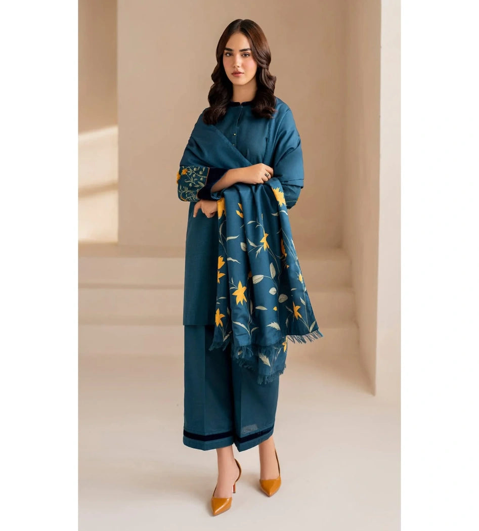 BAROQUE 3 PIECE LUXURY  Air jet dhank FULLY EMBROIDERED DRESS.