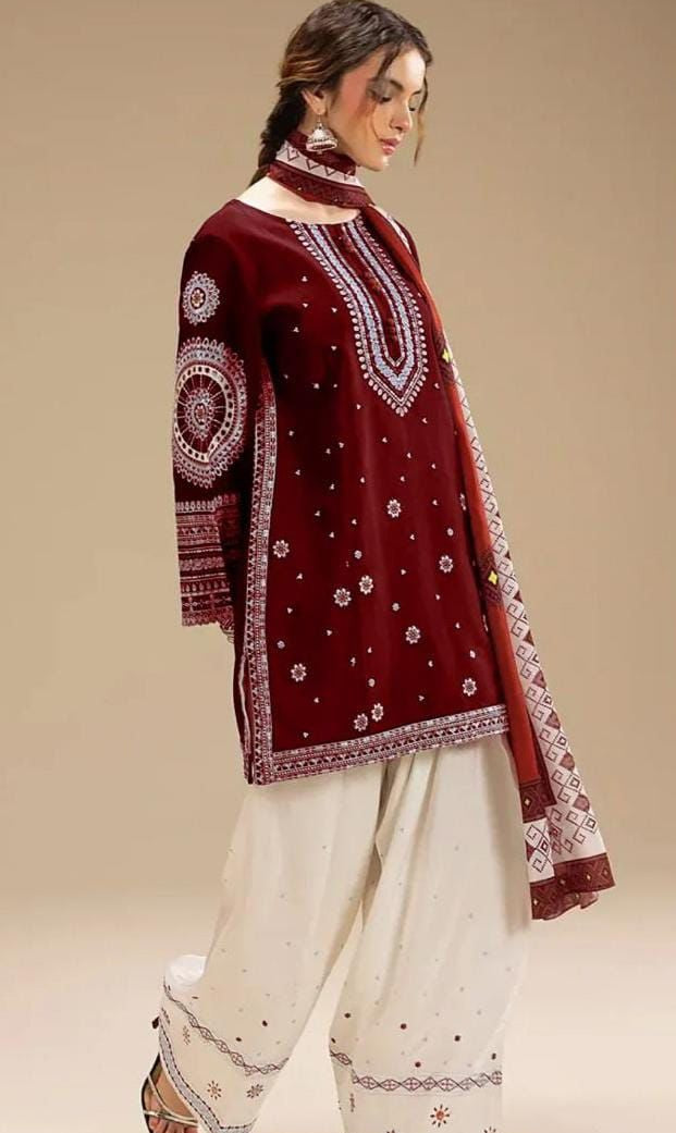 HIT & TRENDY DHANAK WOOL EMBROIDERED 3PC