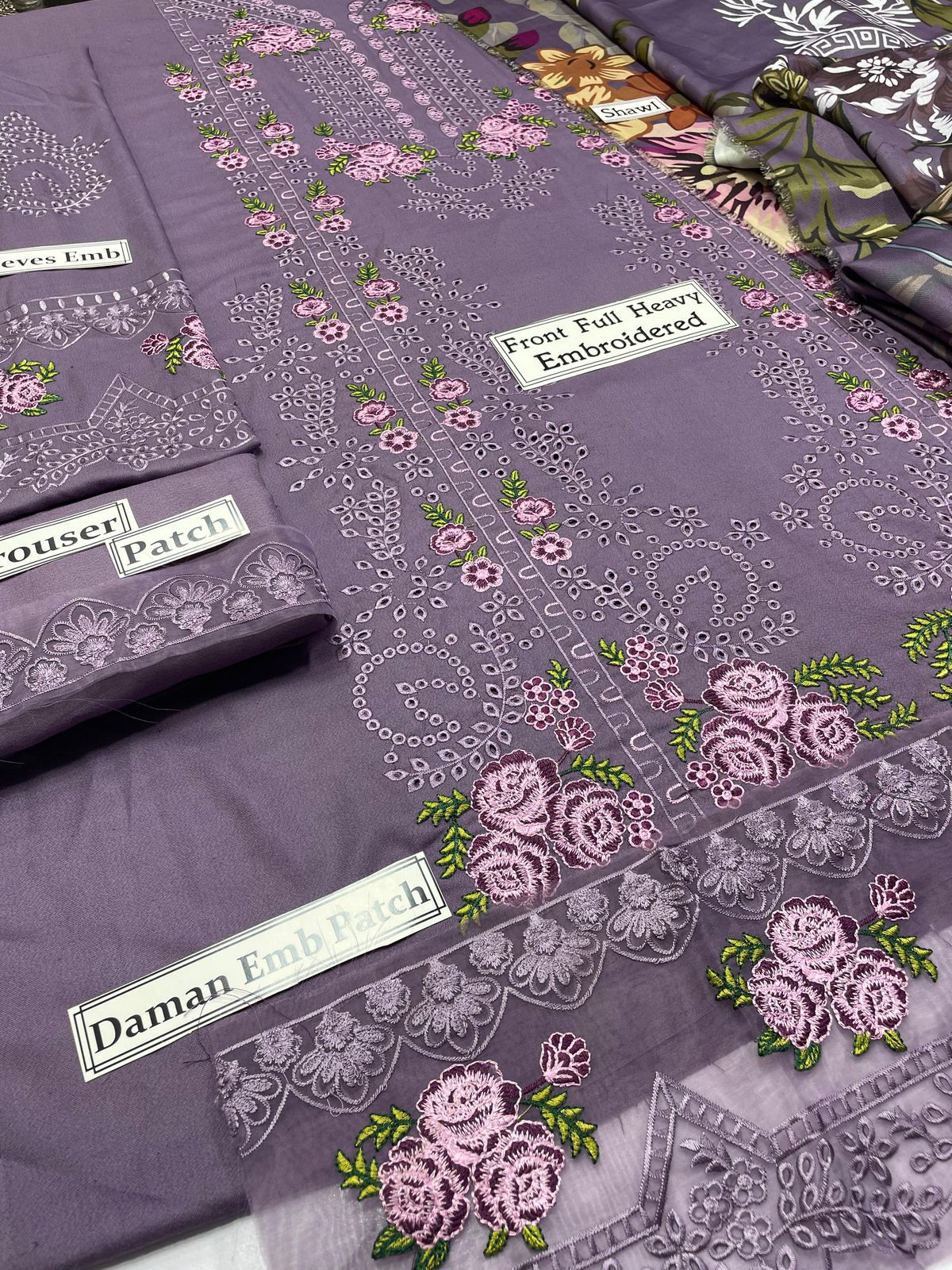 Heavy Embroidered 3PC dhanak Suit – winter 2025 Collection